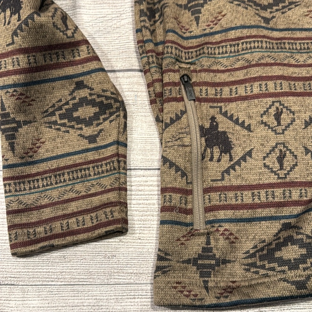 Men's Ariat Caldwell Western Print Full Zip Sweater size M brown - Picture 6 of 14